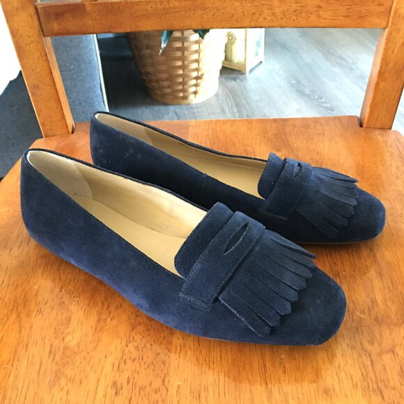 Talbots Becca Kiltie Driving Moccasins Size 8.5 M in Navy Suede New! - Picture 3 of 5